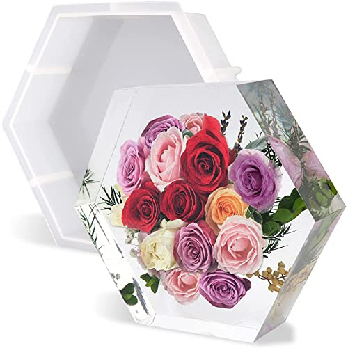 DDSHUN Resin Moulds Silicone Moulds Frame Epoxy Resin Photo Stand Craft Clear Crystal Bookshelf Resins Mould For Casting Beginners Art Making Desktop Decorations DIY Picture Frame (Hexagon)