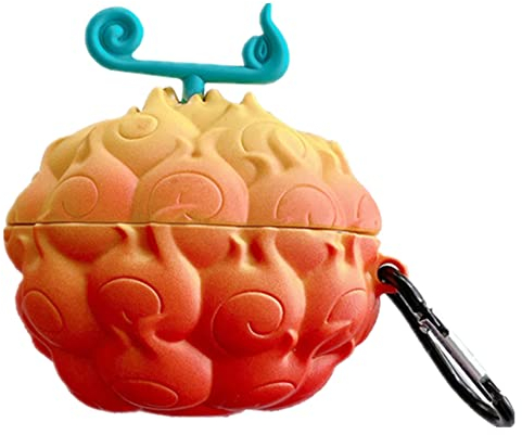 PLXBYC Für Airpods Pro Hülle, Japan Anime niedliche 3D Teufel Fruit Kopfhörer-Hüllen für AirPods Pro, heiße Cartoon-Abdeckung mit Haken für Mädchen, Kinder, Frauen, Männer (Flammenfrucht)