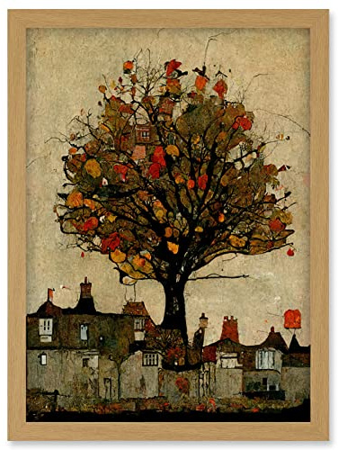 Doppelganger33 LTD Giant Untidy Quirky Street Tree Artwork Framed Wall Art Print A4