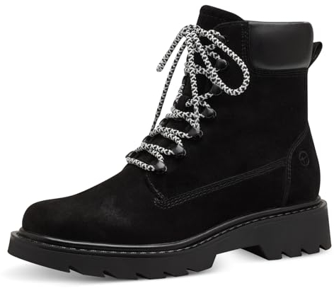 Tamaris Damen Schnürstiefel Leder; BLACK/schwarz; 37 EU