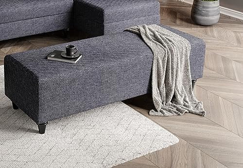 Gozos Palencia Sitzgruppe Series Sitzhocker | Hochwertig Pouf besteht aus Dicht gewebter Leinenstoff | Wohnzimmermöbel Dekorative und Comfortable Fußhocker | Relaxhcoker | 160 x 52 x 42 cm | Anthrazit