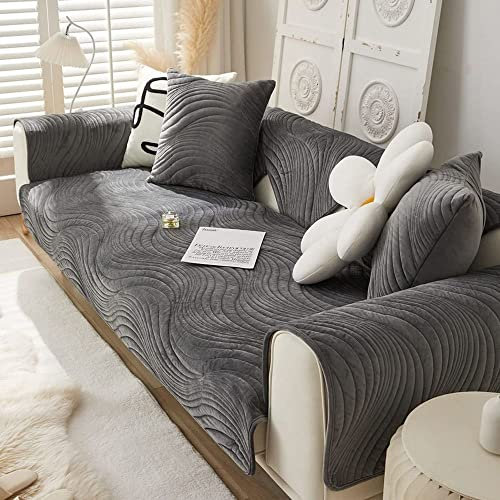 WYJHNL Sofabezüge/Schonbezüfe, Super Weicher Sofabezug/Sofahusse aus Samt, Geometrische Dick Warm überwürfe/Sofaschoner Bequemer Plüsch rutschfest Decke Möbelschutz Für Wohnzimmer 70 * 180cm