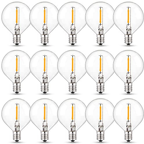 Genixgreen E12 Led Vintage Glühbirne G40C 1W LED Filament Lampe Ersetzt 10 Watt Edison Glühbirne 2200K für Kronleuchter, Nicht Dimmbar,15 Stück