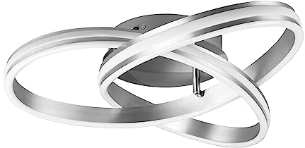Trio Leuchten LED Deckenleuchte Nuria 626210107, Metall Nickel matt, Acryl, inkl. 58 Watt LED, Switch Dimmer