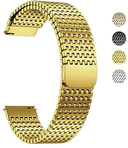 Fullmosa Bracelet de montre 22mm Acier inoxy Bracelet de remplacement Fermoir magnétique compatible avec Samsung Galaxy Watch 46mm/Garmin Vivoactive 4,Or 22mm