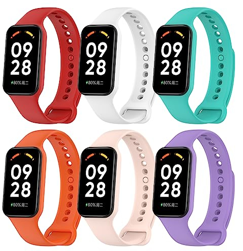 MIJOBS 6 pezzi Compatibile con Xiaomi Redmi Band 2 Cinturini, Morbido Silicone Sportivo Cinturino Colorato Sostituzione per Redmi Band 2 Cinturino
