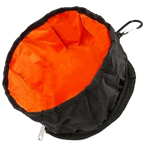 Changyeah Bol Pliable pour Excursions ou Voyages,Pliable pour Chien en Tissu ciré,Bol de Voyage Portable pour Nourriture et Eau avec Mousqueton(Noir)