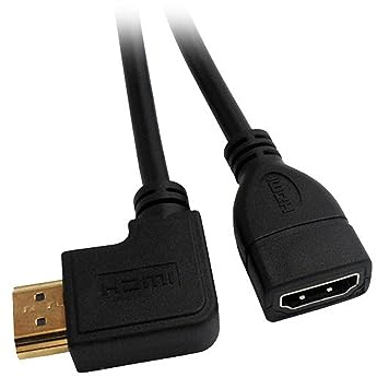 xiwai Cable alargador HDMI 1.4 en ángulo izquierdo de 90 grados con Ethernet 3D tipo A macho a hembra de 0,5 m