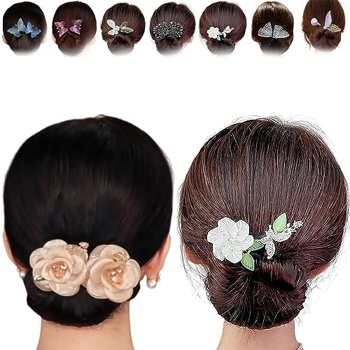 2/4 Stück Elegant Lazy Hair Curler, Donut Hair Bun Maker, Deft Bun Twist Maker for Hair, Lazy Flower Hairpin, Topsy Tail Hair Tool Accessories Women (2Stück G)