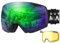 OutdoorMaster Heron Skibrille mit 2 Gläsern, rahmenlos, magnetisch austauschbare HD Toric Lens, OTG Snowboardbrille für Männer & Frauen, 100% UV-Schutz Snow Goggles（RevoGrün Vlt 18% + Gelbe Linse）