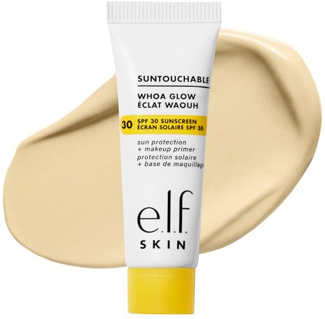 e.l.f. SKIN Suntouchable Whoa Glow SPF 30 Mini, Sunscreen & Makeup Primer For A Glowy Finish, Made With Hyaluronic Acid, Vegan & Cruelty-Free, Sunbeam
