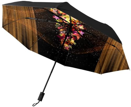 GISPOG Automatic Folding Umbrella, Christmas Tree Light Waterproof Compact Sun and Rain Travel Umbrellas