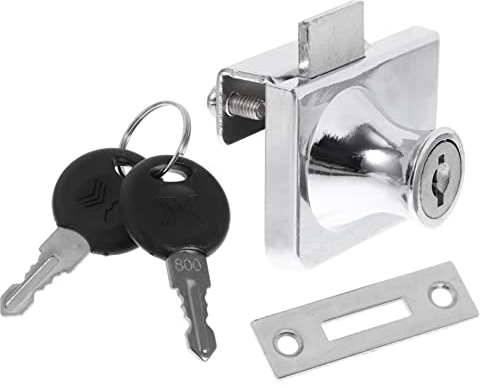 Uonlytech Serrure Pour Vitrine De Magasin Serrure De Porte Verre Sans Perçage Conception Plaque De Verrouillage Épaisse Pour Armoire Domestique Et Cave à Vin