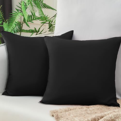 Vielit Sofa Kissenbezug 50x50 Schwarz Weich Kopfkissenbezug 50x50 2er Set Mikrofaser Kissenbezüge 50x50 Kissenhülle Für Kissen 50x50cm Öko-Zertifikat Resistent Hypoallergen
