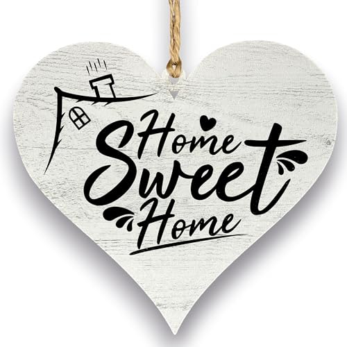 Your Gravur - Herz Schild Dekoschild - Home sweet home - Herzschild Holz Herz Holzschild 12 x 13 cm Geschenk