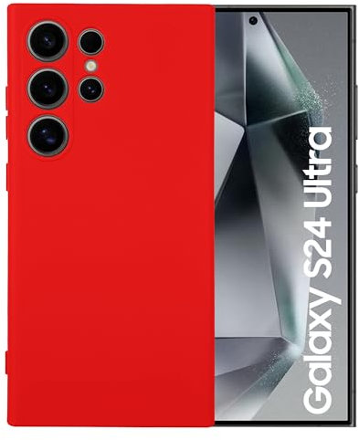 Maxter Cover Compatibile con Samsung S24 ULTRA - Custodia Prottetiva per Cellulare in Silicone Flessibile Morbida Antiurto (Rosso)