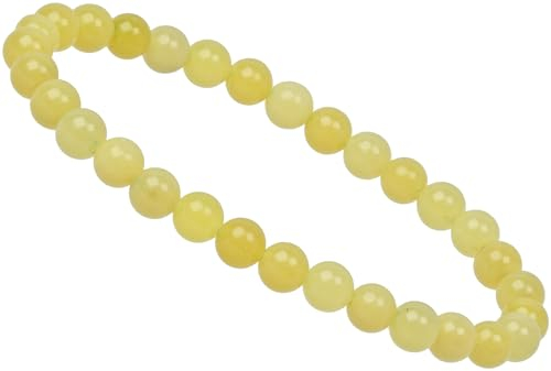 ELEDORO Stretch Armband aus echten Edelstein-Perlen (6mm) – Perlenarmband für stilvolle Eleganz (Lemon Jade)