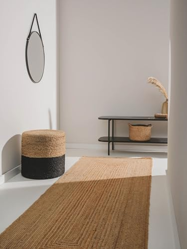 benuta Pure Jute Teppich Jutta - Natur 80x250 cm - Handgewebter Wohnzimmerteppich - Natürliches Boho Design - Für Fußbodenheizung geeignet