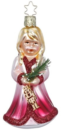 Christbaumschmuck Mädchen Klara 11,5cm - Glas Figur zum Aufhängen - mundgeblasen & handbemalt - Weihnachtsbaum Anhänger für Weihnachten - Christbaumanhänger & Weihnachtsbaumschmuck - Märchen Kind Rosa
