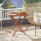 GOPLUS Mesa plegable exterior madera con bandeja cuadrada desmontable, 68 x 44 x 74 cm, mesa baja exterior con marco robusto en X, borde elevado, apto para terraza, piscina, patio, carga 40 kg