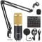 BM 800 Microphone Studio Sound Card Kit Condenser Microphone Podcast Streaming Game Recording Microphone (Color : Gold, Size : 4.8 * 16cm)