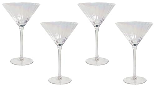 Martinigläser 4er Set transparent 220 ml schimmernd geriffelt Morganite