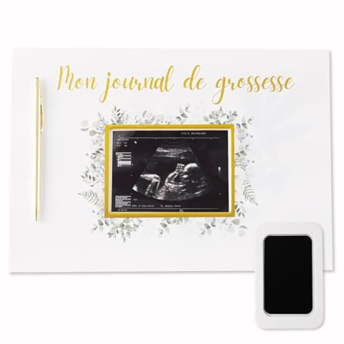 Janazur Journal de Grossesse a remplir Kit d'Empreintes Bébé Livre de Grossesse 4 Cartes a Gratter Annonce Les premières Fois de Bébé Checklist Baby Shower Cadeau Future Maman Souvenirs