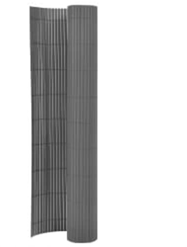 Iiaky Double-Sided Garden Fence 90x400 cm Grey,Garden Bamboo Slat Natural Garden Fence Screening Roll Privacy Border Wind/Sun Protection