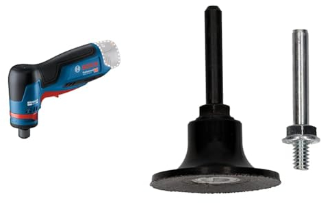 Bosch Professional 12V System Geradschleifer GWG 12V-50 S (bürstenloser Motor, hohes Drehmoment, Gasgebeschalter und 5 Drehzahlstufen) + 1x Stützteller mit R-Typ-Aufnahme (Ø 50 mm, Zubehör)