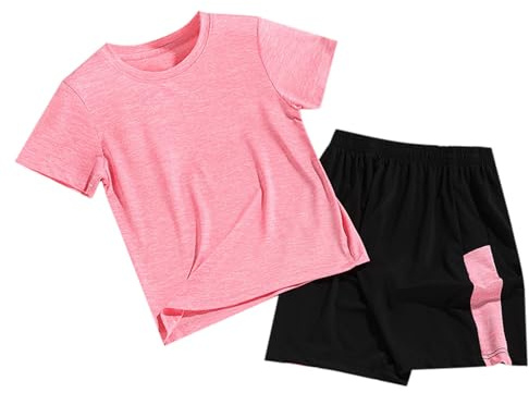 Jungen Mädchen Sportanzug Kurzarm T-Shirt Tops mit Shorts Sommer schnell trocknende Kleidung Set Jogging Fußball Trainingsanzug Baby Pullover Mädchen