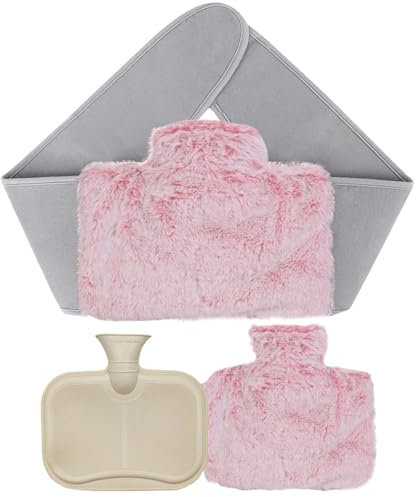 3PCS Hot Water Bottle Belt with Cover Fluffy, Wearable Hot Water Bottle, Hot Water Bag Hot Water Bottle with Waist Cover, Wearable Hot Water Bottle Pouch Hot Water Bag Warm Water Bottle for Women Men