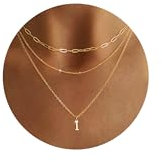 FIOROYAL Kette Mit Buchstaben - 14K Vergoldet Initialen Halskette, Layered Goldkette Mit Namen, Exquisit Anhänger A-Z Namenskette Personalisierte für Damen Mädchen I