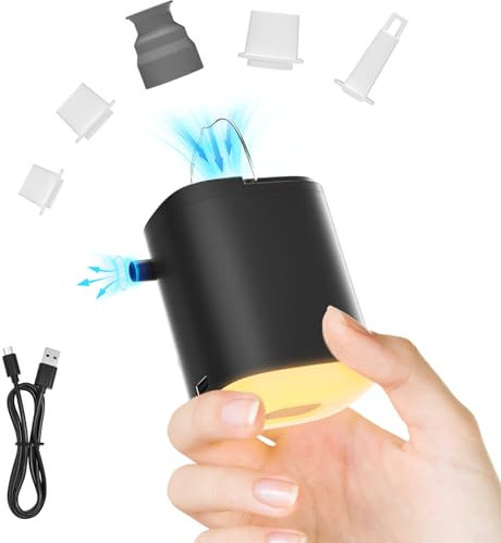 Pompa Elettrica per Materasso Gonfiabile, 2400mAh Pompa per Materasso Gonfiabile per Gonfiare e Sgonfiare, Gonfiatore Elettrico Portatile con 5 Ugelli, Pum per Gonfiare Materassini, ad Aria, Piscina