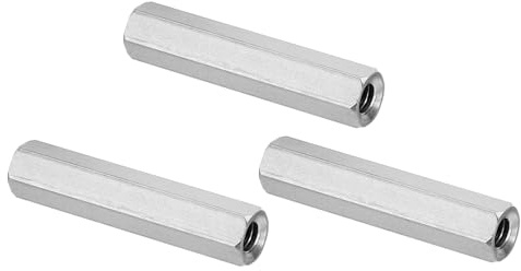 PATIKIL 1/4-20 UNC 304 Edelstahl Sechskant Kupplungsmuttern, 3 Stück 2/50mm Langmutter Gewindehülse Sechskantmutter Edelstahl Kupplungsmutter Gewindemuffe Gewindeeinsatz, Silberton