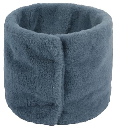 BOTCAM Winter-Pelz-Plüsch-Halswärmer, einfarbig, winddicht, Knöpfe, Kreis-Loop-Schal Halstuch Schwarz Mit Punkten (Blue, One Size)