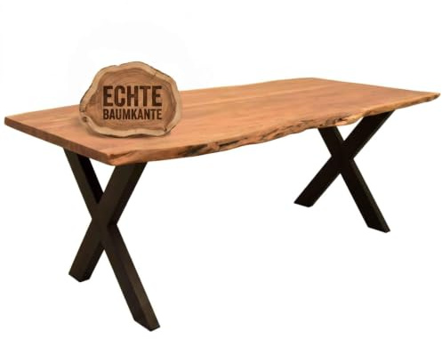 MR. DEKO Esstisch Baumkante Catania | Küchentisch Massiv-Holz 160x90x76cm | Dining Table Akazienholz