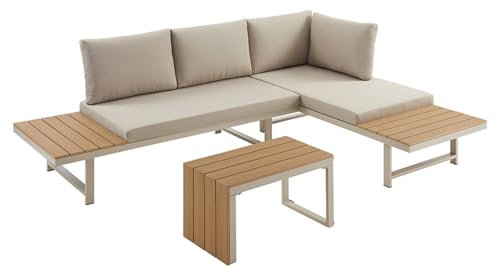 Riess Ambiente Wetterfestes Gartenmöbel Set Ibiza MODULAR Lounge - 250cm - Champagner Greige - Aluminium