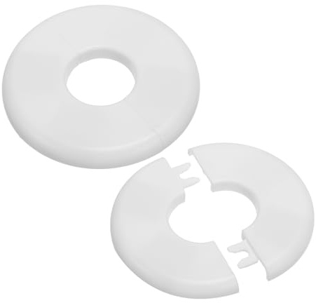 PATIKIL Rohrabdeckung Wand Split Flansch Rohrmanschette 1,10 (28mm), 2 Stück ABS Runde Selbstklebende Rosetten Wasserhahn Armaturen-Abdeckungen für Badezimmer Armaturen Dekoration, Weiß
