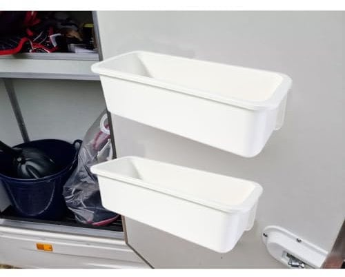 2 x Aufbewahrungsbox für Wohnmobile, große Größe, 35 x 12 cm, selbstklebend, wandmontierte Taschen, kleine Gegenstände, Organizer, Behälter für T4, T5, T6, Wohnmobil, Van, Wohnwagen, Scheunentor,