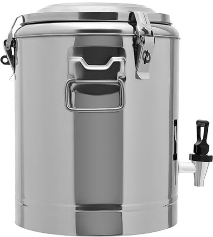 JDBDU Tazza termica in acciaio inox da 14 l, grande con rubinetto di scarico, contenitore termico per alimenti con coperchio, contenitore per il trasporto termico