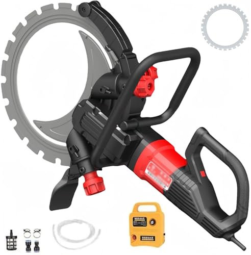BDJSN Sega Circolare per Calcestruzzo da 8900 W, Sega Portatile da Taglio per Pareti da 16 Pollici con Sistema di Soppressione della Polvere Alimentato Ad Acqua, profondità di Taglio 11,81 Pollici