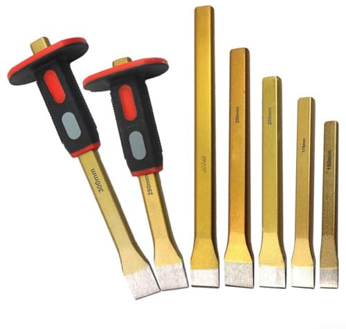 Herramienta de albañilería de cincel plano para tallado de madera y trabajo en piedra, aleación de acero cromado con mango antideslizante para un agarre cómodo (150 mm)