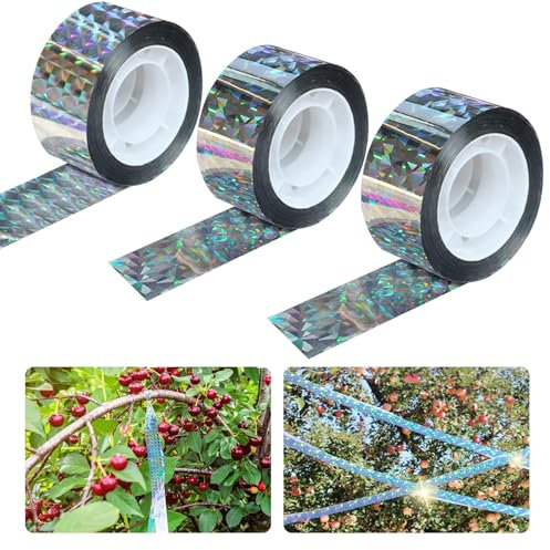 Strehknewen 3 Rollen Vogelabwehrband 80m x 2,5cm – Reflektierendes Band zur Taubenabwehr für Balkon, Garten & Terrasse, doppelseitig, windaktiv, ohne Klebstoff