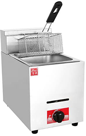Commercial Gas Fryer, Stainless Steel Tabletop Propane Deep Fryer With Frying Basket for Restaurant Professional Cooking