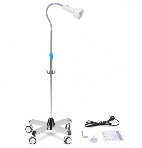 Mobile Untersuchungslampe, Einstellbare Höhe Stehlampe Dental Mobile Led mit 4-Universalrädern 2 mit Bremsen, 360° Drehbar Untersuchungsleuchte Ambulanzen, Gynäkologie, Schönheitssalons