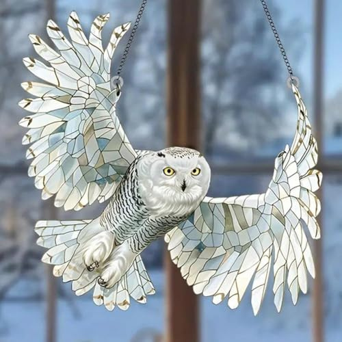 Spirit Bluebird,Stained Art Birds Ornament Stained Acrylic Glass Window Hanging,2d Flat Acrylic Hummingbird Hanging Suncatcher Window Decor For Indoor/Garden,Crystal Sky Blue Bird