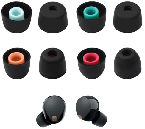 HAPPOW 4 Paar Ohrstöpsel für Sony WF-1000XM5/WF-1000XM4/WF-1000XM3/WF-C700N/WF-XB700/WF-C500, Ersatz-Ohrstöpsel aus Silikon, Geräuschreduzierende Sport-Eartips in 4 Größen (Schwarz)