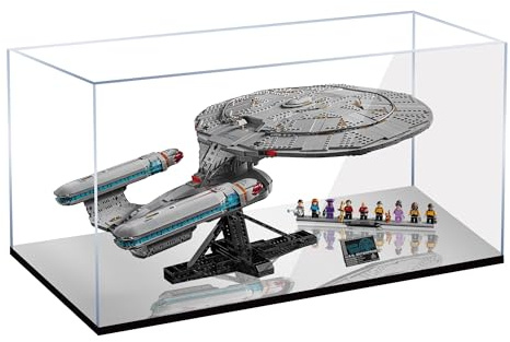 Acryl-Vitrine für Lego 10356 Star Trek Raumschiff Enterprise Bauset, staubdichte transparente Box, nur Vitrine, Schaukasten kompatibel mit Lego 10356 (2 mm Spiegel)