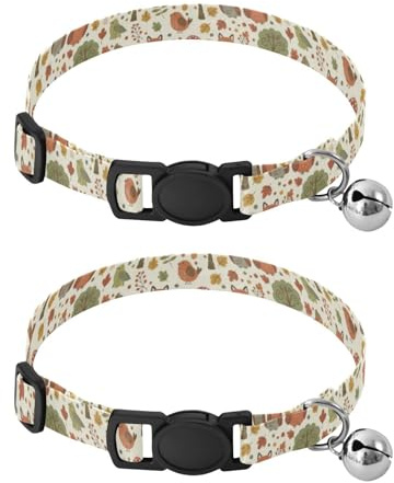 Niedliche Tiere Füchse Waschbär-Halsband für Welpen, 2 Stück, Kätzchen-Glöckchen-Halsband
