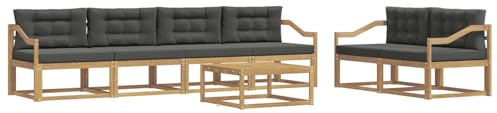 vidaXL Outdoor-Sofagarnitur mit Kissen 6 pcs Weiß und Anthrazit, Gartenmöbel, modernes Outdoor-Sofa Set, modulare Sitzgelegenheiten, Loungemöbel für deinen Garten